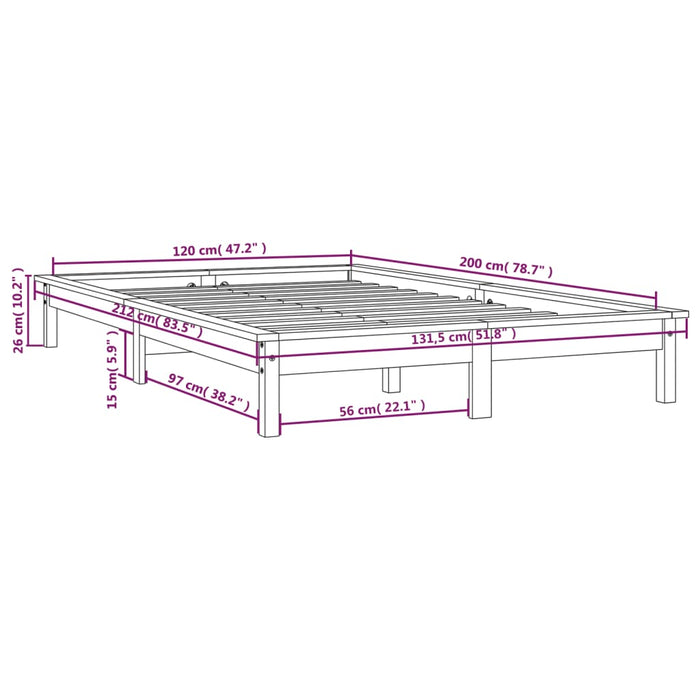 Giroletto Bianco 120x200 cm in Legno Massello di Pino 820537