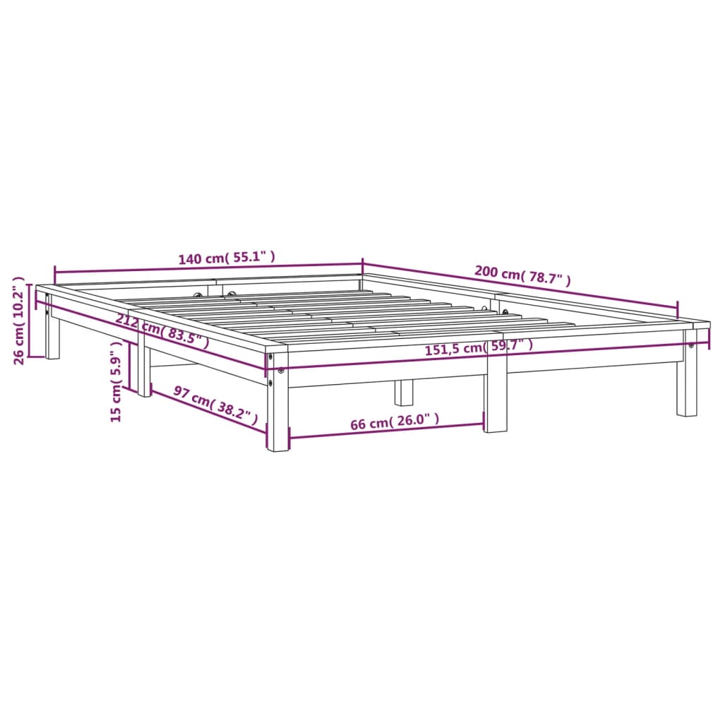 Giroletto Bianco 140x200 cm in Legno Massello di Pino 820542