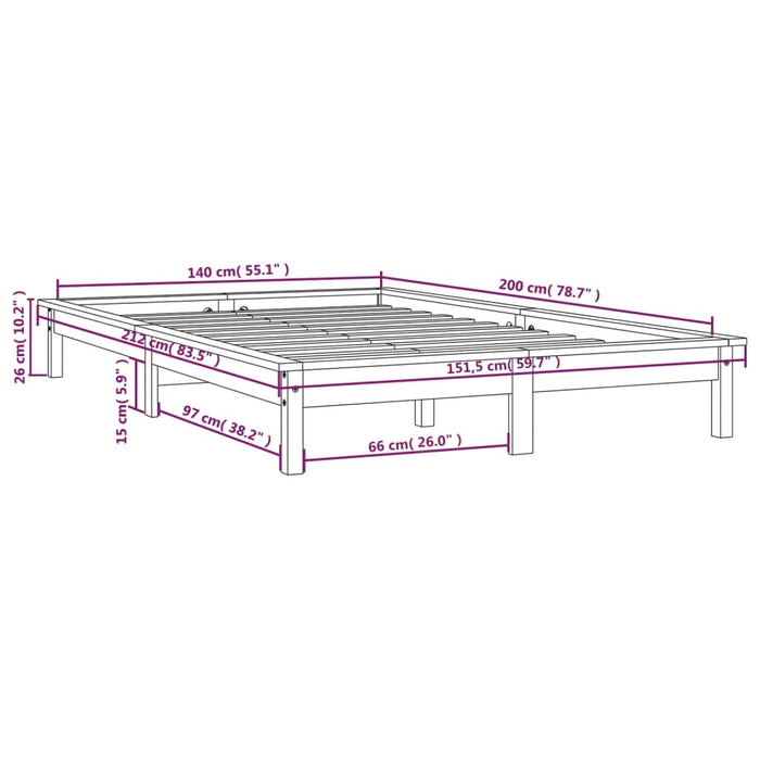 Giroletto Bianco 140x200 cm in Legno Massello di Pino 820542