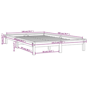 Giroletto Grigio 140x200 cm in Legno Massello di Pino 820543