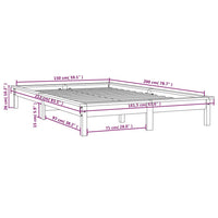 Giroletto Grigio 150x200cm Legno Massello di Pino 5FT King Size 820548