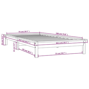 Giroletto Miele 75x190 cm Legno Massello Pino 2FT6 Small Single 820569