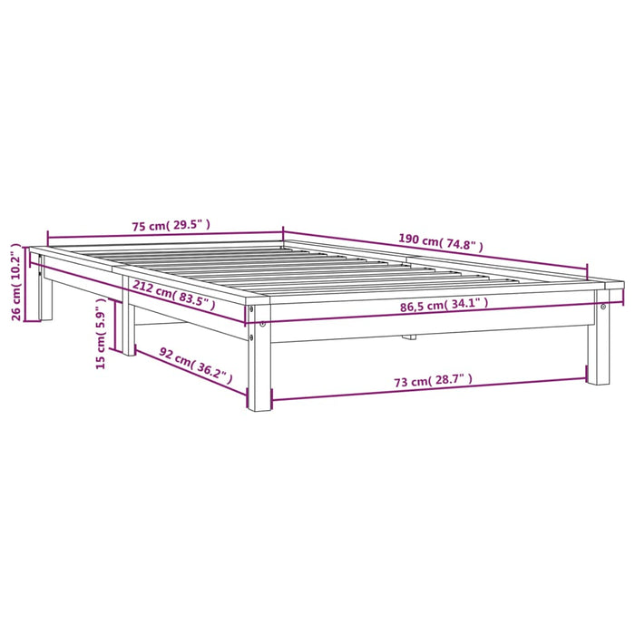 Giroletto Miele 75x190 cm Legno Massello Pino 2FT6 Small Single 820569