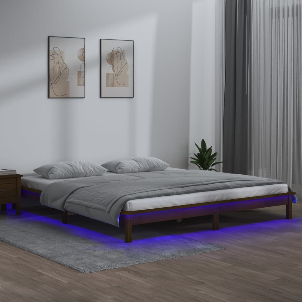 Giroletto con LED Miele 150x200 cm 5FT King Size Legno Massello 820614