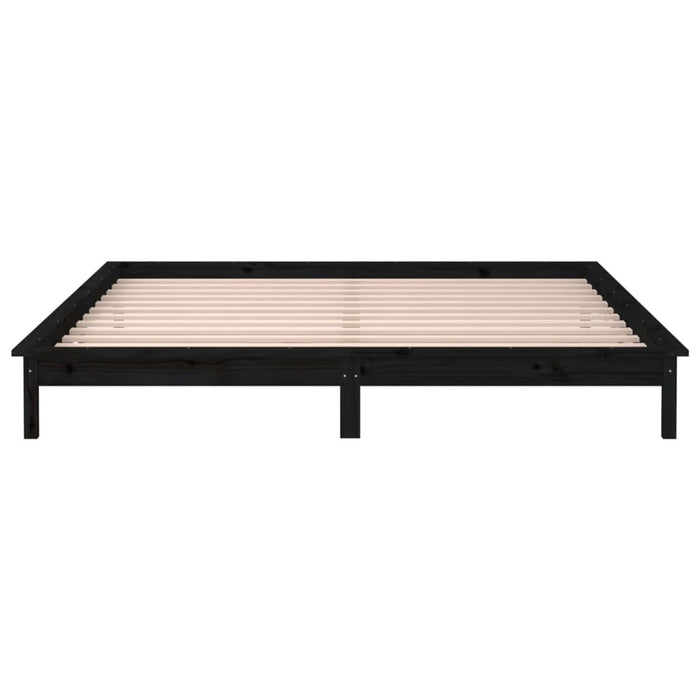 Giroletto con LED Nero 150x200 cm King Size Legno Massello 820615