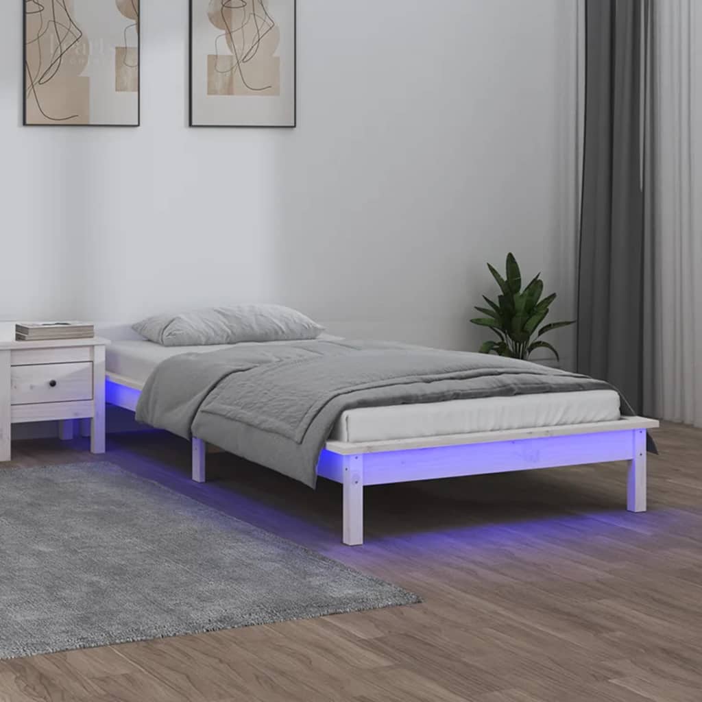 Giroletto LED Bianco 75x190 cm 2FT6 Small Single Legno Massello