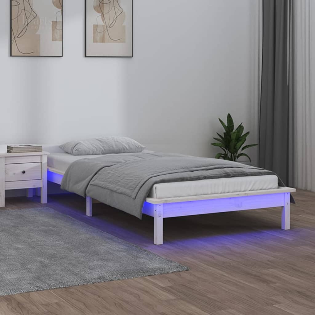 Giroletto con LED Bianco 90x190 cm 3FT Single in Legno Massello 820637