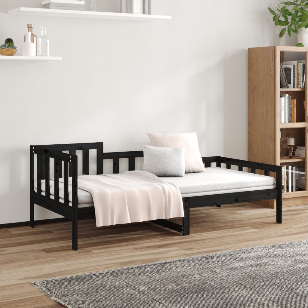 Dormeuse Nera 90x200 cm in Legno Massello di Pino cod mxl 45088