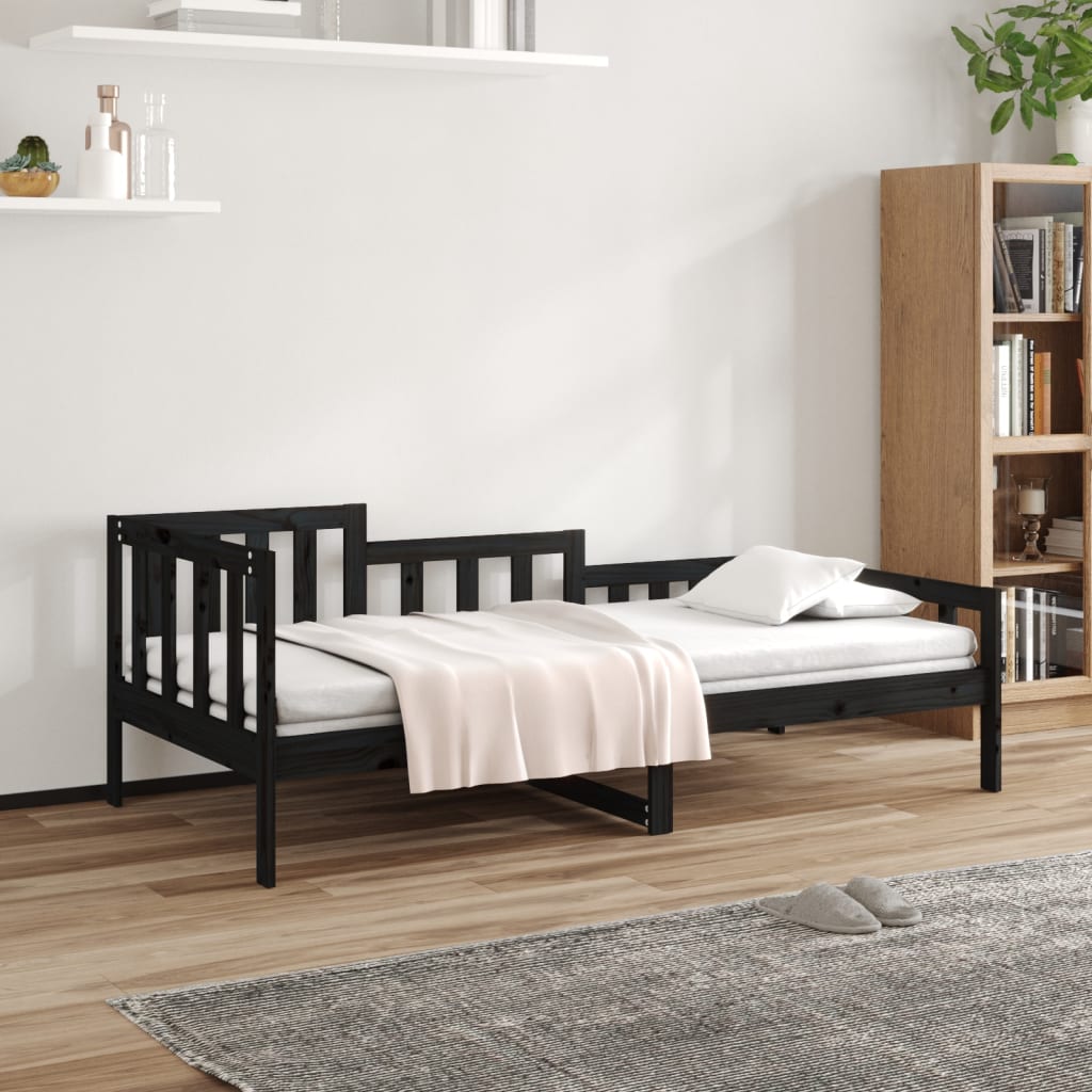 Dormeuse Nera 90x200 cm in Legno Massello di Pino cod mxl 45088