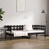 Dormeuse Nera 80x200 cm in Legno Massello di Pino cod mxl 59139