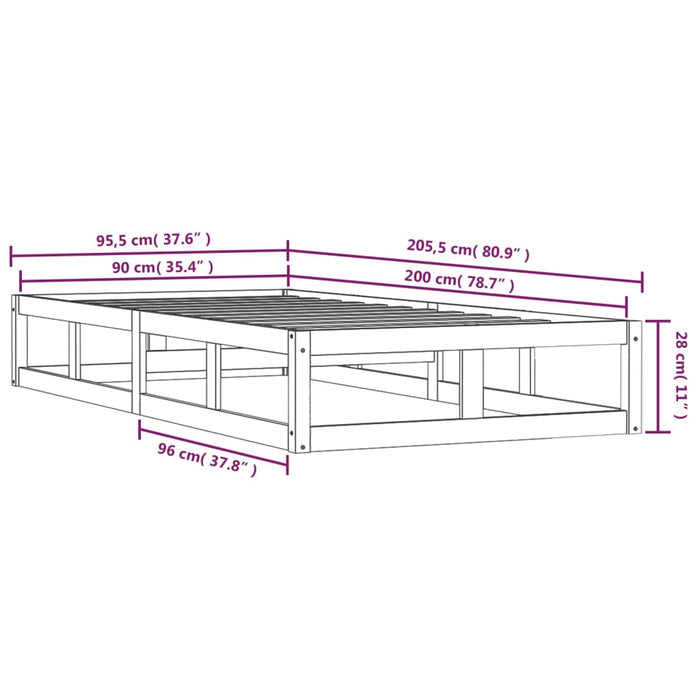 Giroletto Nero 90x200 cm in Legno Massello 820785