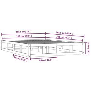 Giroletto Nero 180x200 cm 6FT Super King in Legno Massello 820815