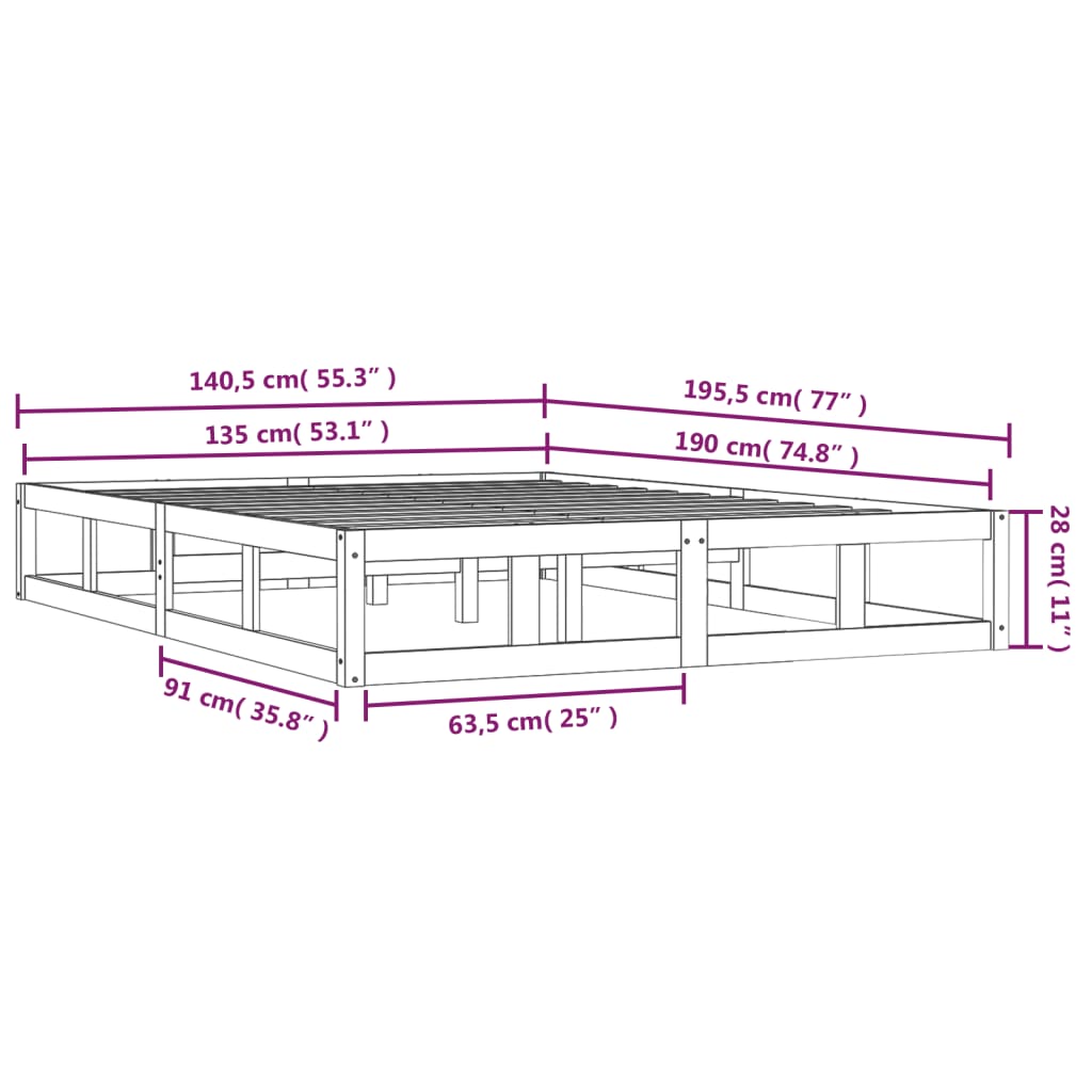 Giroletto Bianco 135x190 cm 4FT6 Double in Legno Massello cod mxl 64919