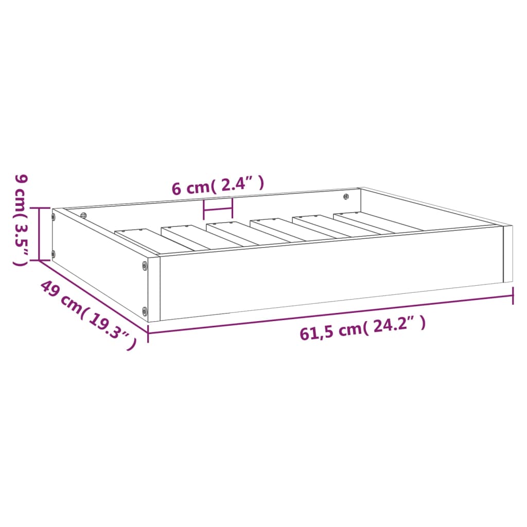 Cuccia per Cani 61,5x49x9 cm in Legno Massello di Pino 820851