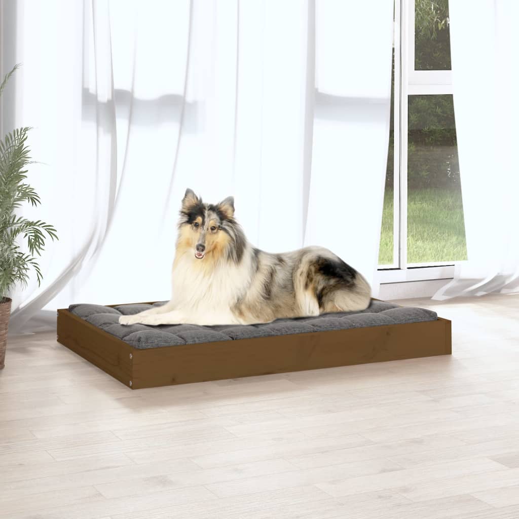 Cuccia per Cani Ambrata 91,5x64x9 cm in Legno Massello di Pino 820864