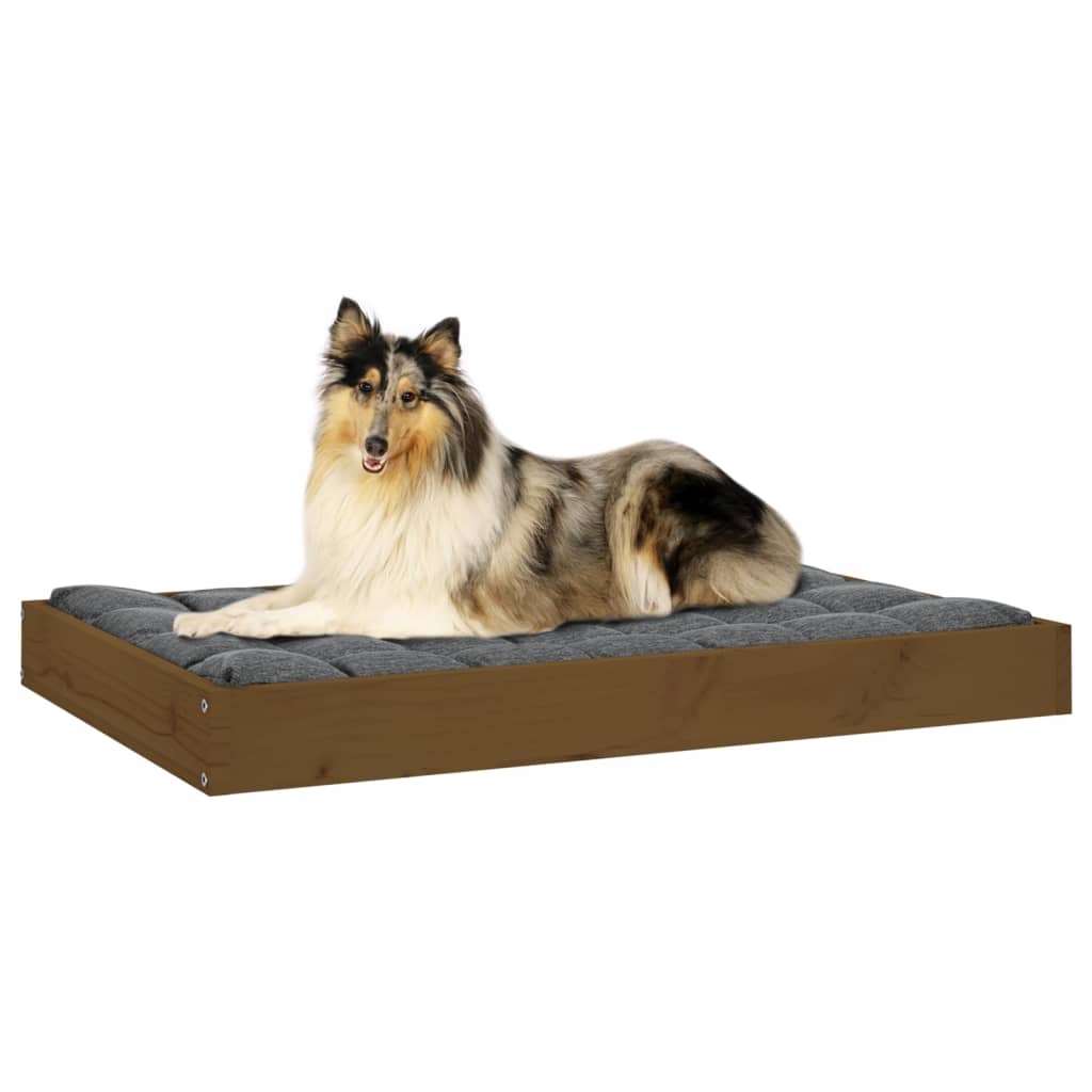 Cuccia per Cani Ambrata 91,5x64x9 cm in Legno Massello di Pino 820864