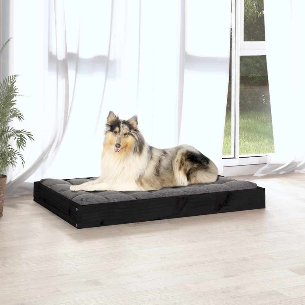 Cuccia per Cani Nera 91,5x64x9 cm in Legno Massello di Pino