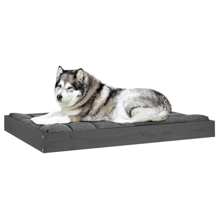 Cuccia per Cani Grigia 101,5x74x9 cm in Legno Massello di Pino 820868