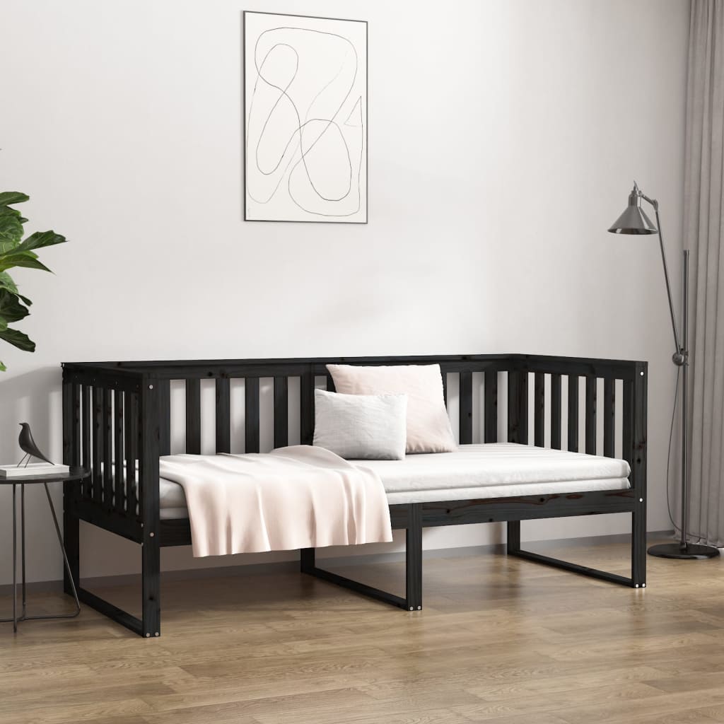 Dormeuse Nera 90x190 cm in Legno Massello di Pino cod mxl 32032