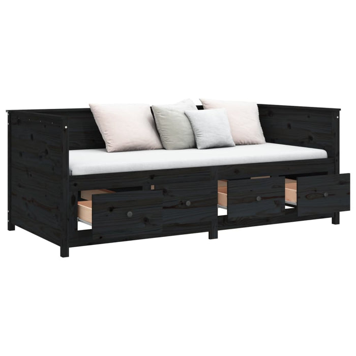 Dormeuse Nera 90x200 cm in Legno Massello di Pino cod mxl 58759