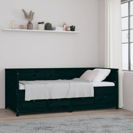 Dormeuse Nera 90x200 cm in Legno Massello di Pino cod mxl 58759