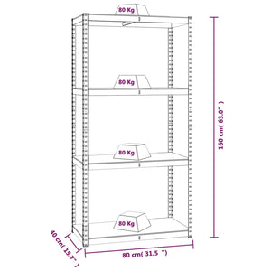 Mensole 4 Strati 2pz Antracite in Acciaio e Legno Multistrato cod mxl 42971