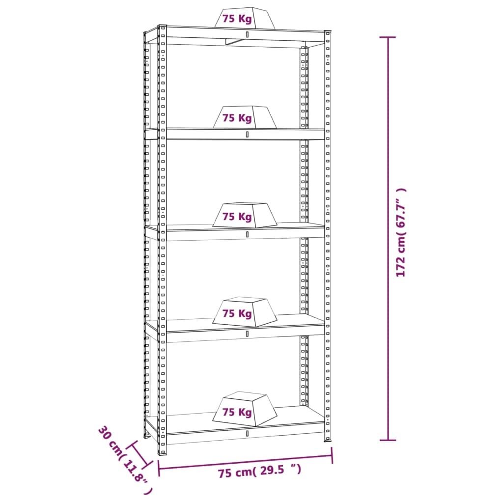 Mensola 5 Strati Blu in Acciaio e Legno Multistrato cod mxl 51634