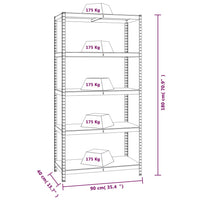 Scaffali 5 Ripiani 2 pz Antracite Acciaio e Legno Multistrato 152868