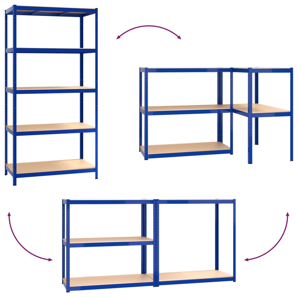 Mensola 5 Strati Blu in Acciaio e Legno Multistrato cod mxl 48925