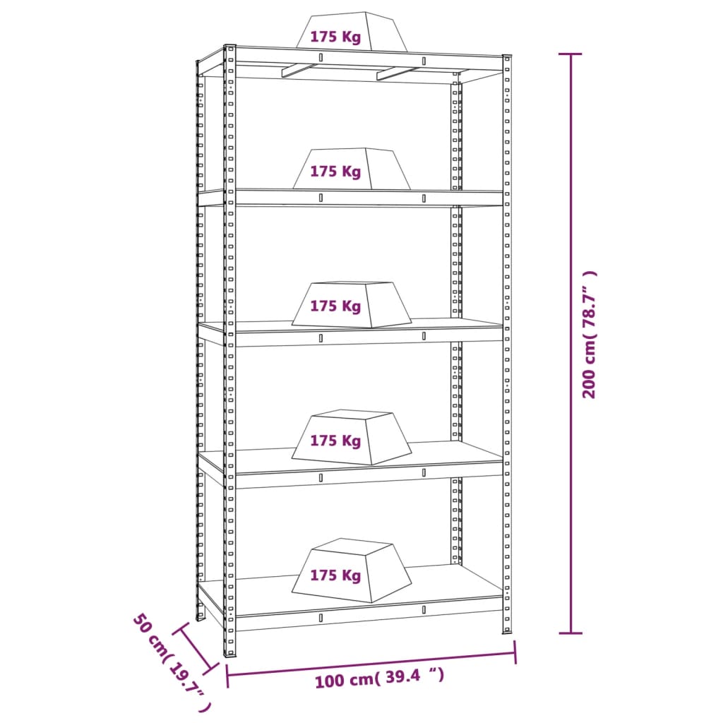 Mensola 5 Strati Blu in Acciaio e Legno Multistrato cod mxl 48925