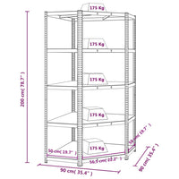 Scaffale Angolare 5 Ripiani Argento Acciaio e Legno Multistrato cod mxl 42974