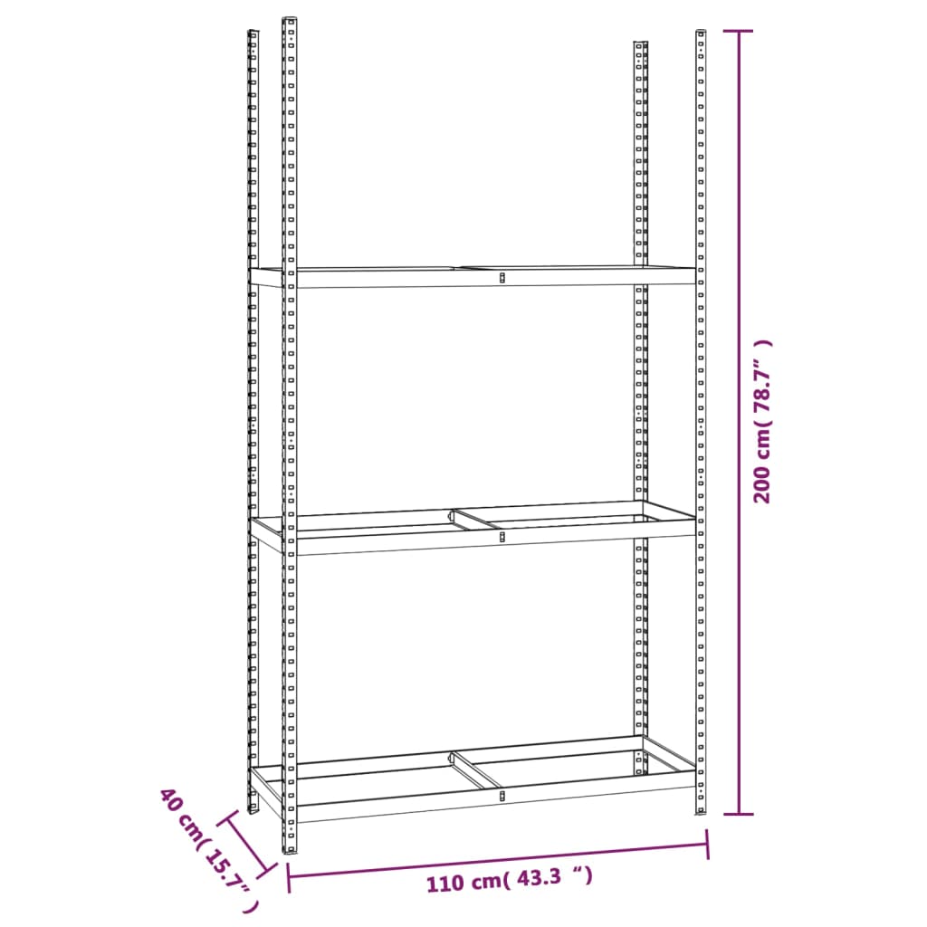 Portapneumatici a 3 Livelli Argento 110x40x200 cm in Acciaio 152895