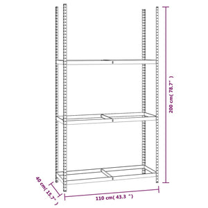 Portapneumatici a 3 Livelli Argento 110x40x200 cm in Acciaio 152895