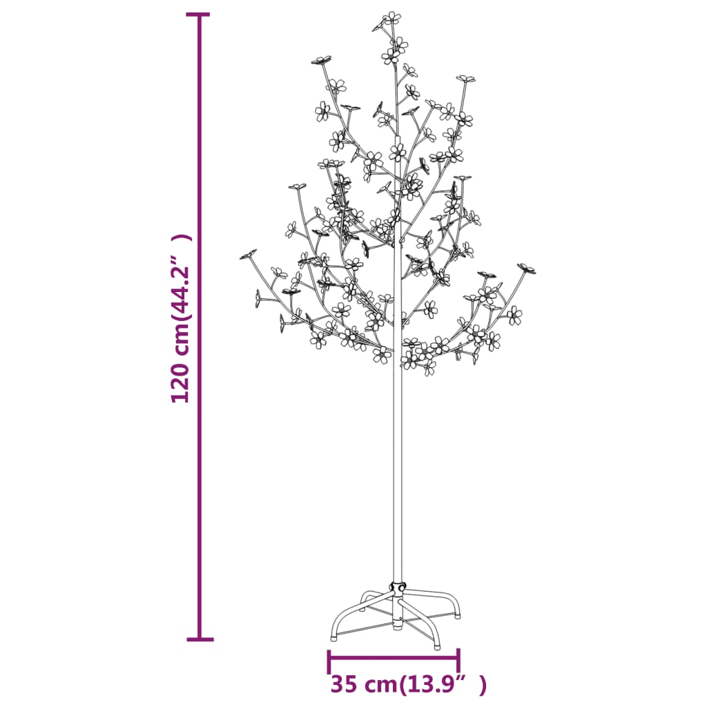 Albero di Ciliegio con 84 LED Bianco Caldo 120 cm cod mxl 12057