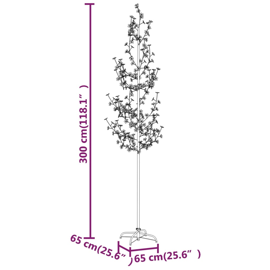 Albero di Ciliegio con 368 LED Bianco Caldo 300 cm