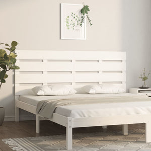 Testiera per Letto Bianco 150x3x80 cm in Legno Massello di Pino cod mxl 71202