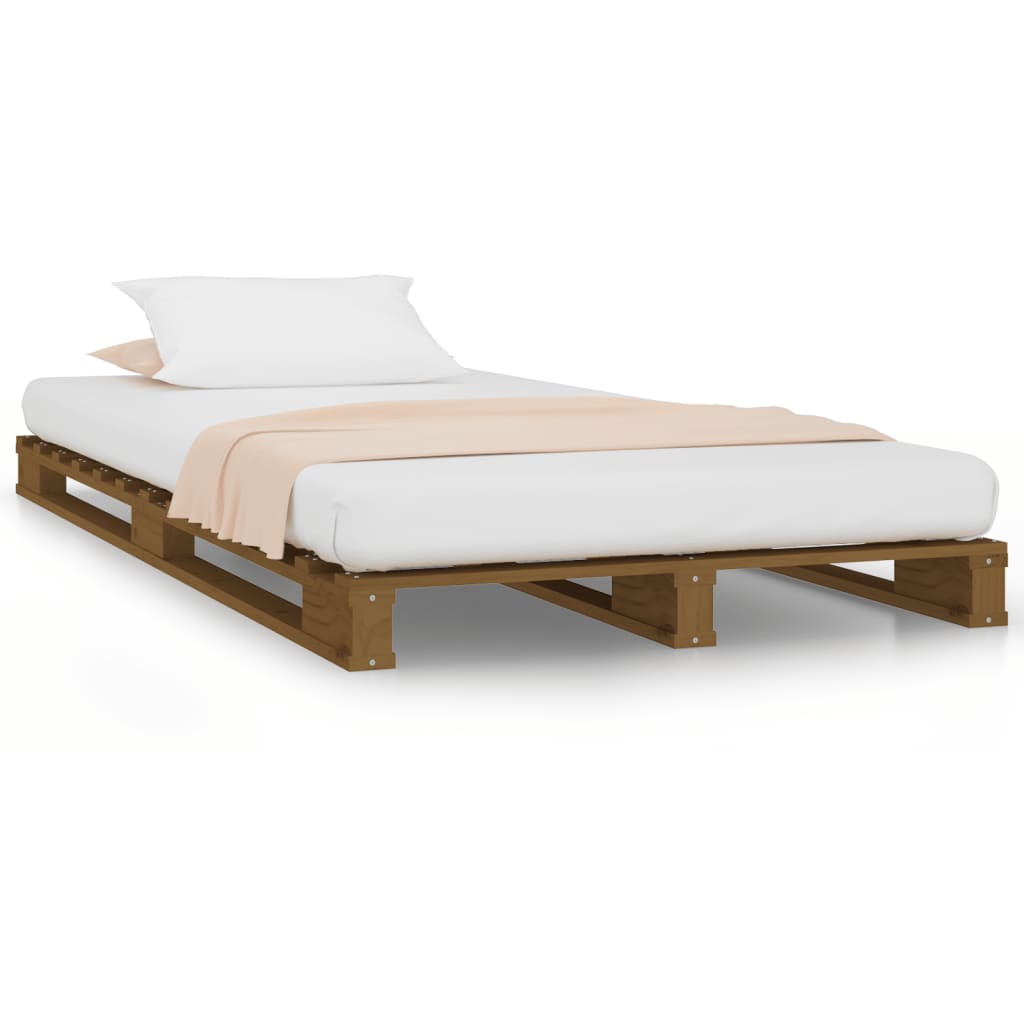 Letto a Pallet Miele 100x200 cm in Legno Massello di Pino 821385