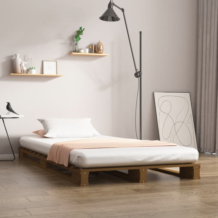 Letto a Pallet Miele 100x200 cm in Legno Massello di Pino 821385