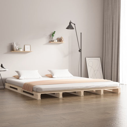 Letto a Pallet 140x200 cm in Legno Massello di Pino 821392