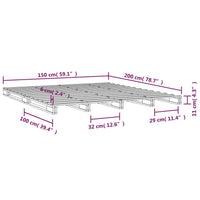 Giroletto Grigio 150x200cm Legno Massello di Pino 5FT King Size cod mxl 55732