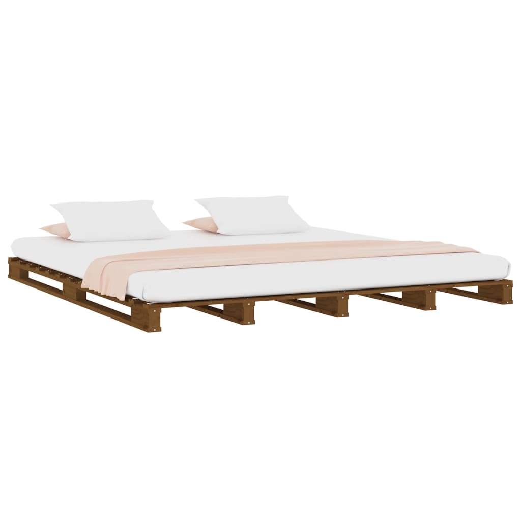 Letto a Pallet Marrone 150x200cm Massello di Pino 5FT King Size 821400