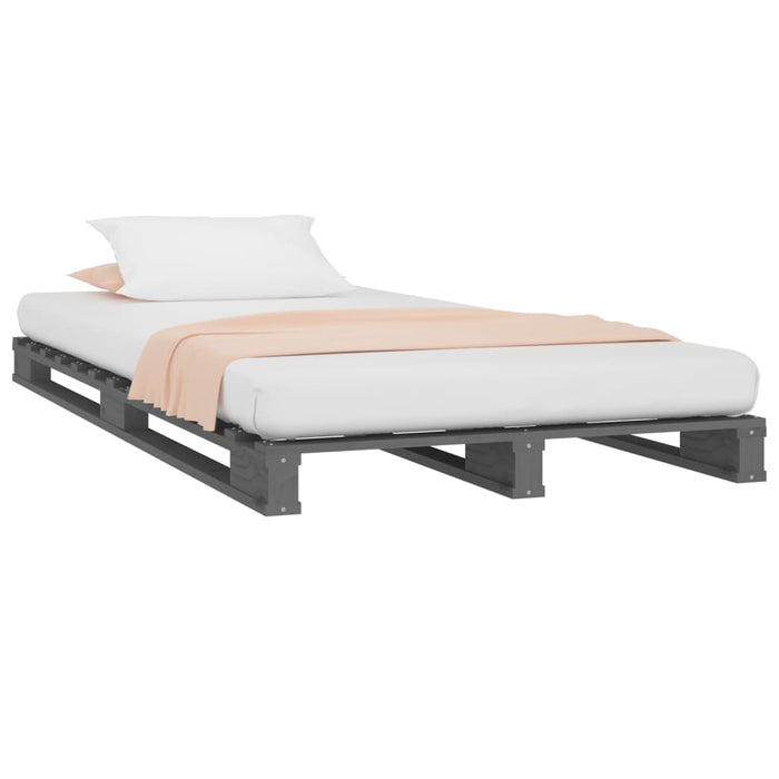 Letto a Pallet Grigio 75x190 cm Massello Pino 2FT6 Small Single 821419