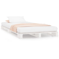 Letto a Pallet Bianco 90x190 cm in Massello di Pino 3FT Single 821423