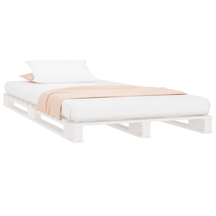 Letto a Pallet Bianco 90x190 cm in Massello di Pino 3FT Single 821423