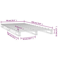 Letto a Pallet Bianco 90x190 cm in Massello di Pino 3FT Single 821423