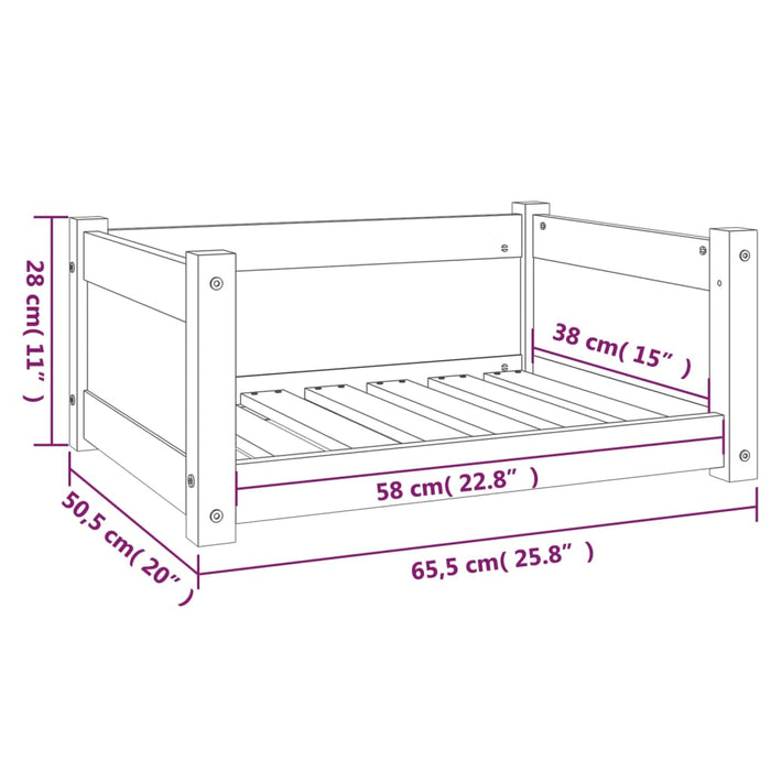 Cuccia per Cani Bianca 65,5x50,5x28cm in Legno Massello di Pino