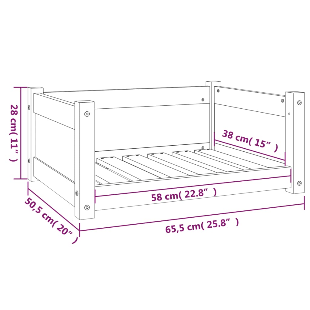 Cuccia per Cani Miele 65,5x50,5x28cm in Legno Massello di Pino cod 10174