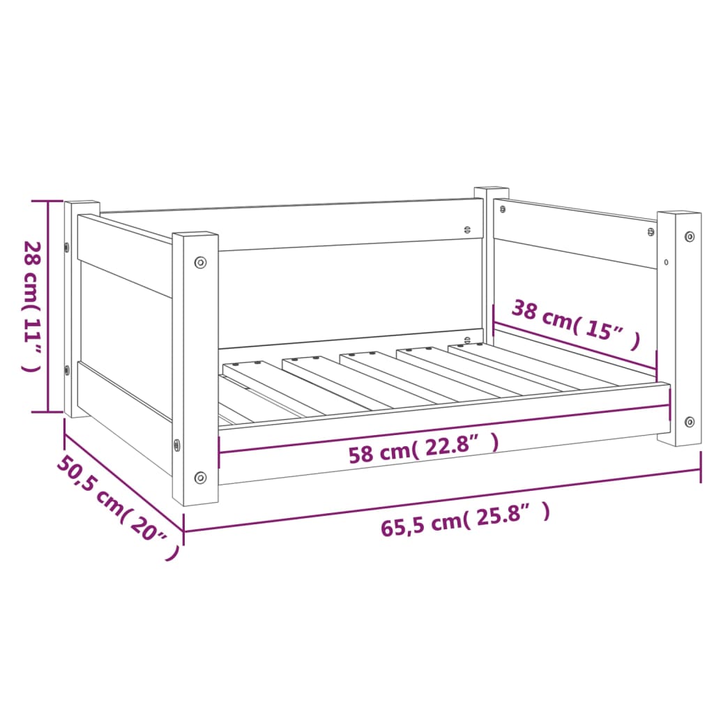 Cuccia per Cani Nera 65,5x50,5x28cm in Legno Massello di Pino cod mxl 43022