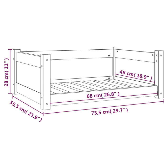 Cuccia per Cani 75,5x55,5x28 cm in Legno Massello di Pino cod mxl 41951