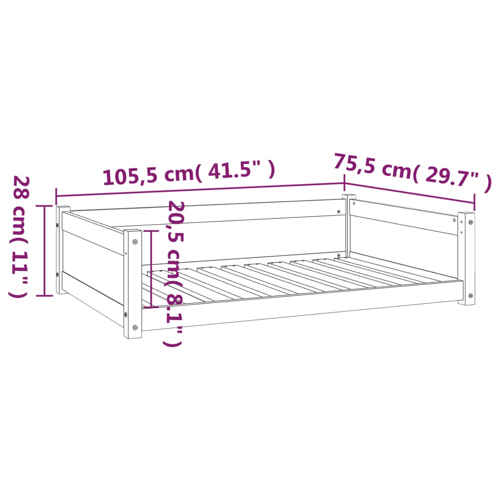 Cuccia per Cani 105,5x75,5x28 cm in Legno Massello di Pino cod mxl 42402